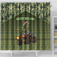 Dinosaur Christmas Shower Curtain Merry Rexmas - Wonder Print Shop