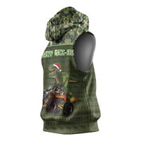 Dinosaur Christmas Sleeveless Hoodie Merry Rexmas - Wonder Print Shop