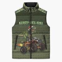Dinosaur Christmas Sleeveless Puffer Jacket Merry Rexmas - Wonder Print Shop