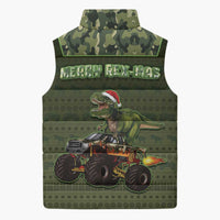 Dinosaur Christmas Sleeveless Puffer Jacket Merry Rexmas - Wonder Print Shop
