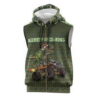 Dinosaur Christmas Sleeveless Zip Hoodie Merry Rexmas - Wonder Print Shop