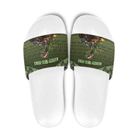 Dinosaur Christmas Slide Sandals Merry Rexmas - Wonder Print Shop