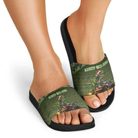 Dinosaur Christmas Slide Sandals Merry Rexmas - Wonder Print Shop