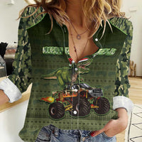 Dinosaur Christmas Women Casual Shirt Merry Rexmas - Wonder Print Shop