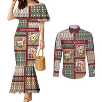 Personalized Corgi Christmas Couples Matching Mermaid Dress and Long Sleeve Button Shirt Merry Corgmas - Wonder Print Shop