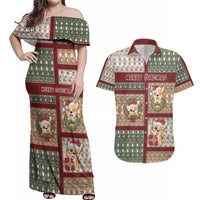 Personalized Corgi Christmas Couples Matching Off Shoulder Maxi Dress and Hawaiian Shirt Merry Corgmas - Wonder Print Shop