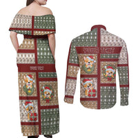 Personalized Corgi Christmas Couples Matching Off Shoulder Maxi Dress and Long Sleeve Button Shirt Merry Corgmas - Wonder Print Shop