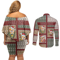 Personalized Corgi Christmas Couples Matching Off Shoulder Short Dress and Long Sleeve Button Shirt Merry Corgmas - Wonder Print Shop