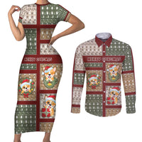 Personalized Corgi Christmas Couples Matching Short Sleeve Bodycon Dress and Long Sleeve Button Shirt Merry Corgmas - Wonder Print Shop