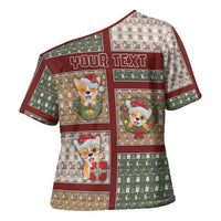 Personalized Corgi Christmas Cross Shoulder Shirt Merry Corgmas - Wonder Print Shop