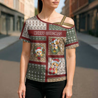 Personalized Corgi Christmas Cross Shoulder Shirt Merry Corgmas - Wonder Print Shop