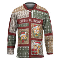 Personalized Corgi Christmas Hockey Jersey Merry Corgmas - Wonder Print Shop