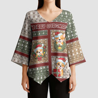 Personalized Corgi Christmas Kimono Sleeve Blouse Merry Corgmas - Wonder Print Shop