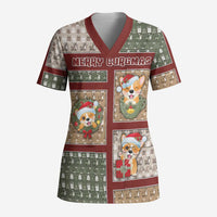 Personalized Corgi Christmas Scrub Top Merry Corgmas - Wonder Print Shop