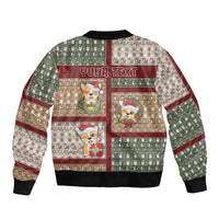 Personalized Corgi Christmas Sleeve Zip Bomber Jacket Merry Corgmas - Wonder Print Shop