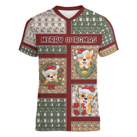Personalized Corgi Christmas Women V-Neck T-Shirt Merry Corgmas - Wonder Print Shop