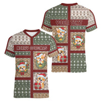 Personalized Corgi Christmas Women V-Neck T-Shirt Merry Corgmas - Wonder Print Shop
