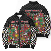 Hippie Christmas Bomber Puffer Jacket Doodle Style - Wonder Print Shop