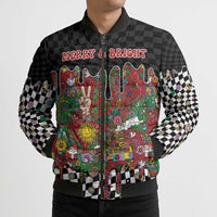 Hippie Christmas Bomber Puffer Jacket Doodle Style - Wonder Print Shop