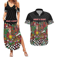 Hippie Christmas Couples Matching Summer Maxi Dress and Hawaiian Shirt Doodle Style - Wonder Print Shop