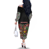 Hippie Christmas Family Matching Off The Shoulder Long Sleeve Dress and Hawaiian Shirt Doodle Style - Wonder Print Shop