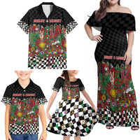 Hippie Christmas Family Matching Off Shoulder Maxi Dress and Hawaiian Shirt Doodle Style - Wonder Print Shop