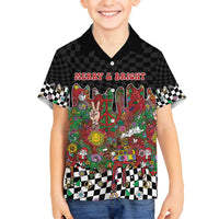 Hippie Christmas Family Matching Off Shoulder Maxi Dress and Hawaiian Shirt Doodle Style - Wonder Print Shop