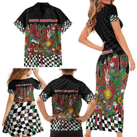 Hippie Christmas Family Matching Short Sleeve Bodycon Dress and Hawaiian Shirt Doodle Style - Wonder Print Shop