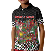 Hippie Christmas Kid Polo Shirt Doodle Style - Wonder Print Shop