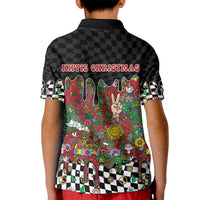 Hippie Christmas Kid Polo Shirt Doodle Style - Wonder Print Shop