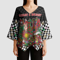 Hippie Christmas Kimono Sleeve Blouse Doodle Style - Wonder Print Shop