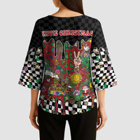 Hippie Christmas Kimono Sleeve Blouse Doodle Style - Wonder Print Shop