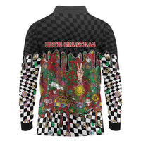 Hippie Christmas Long Sleeve Polo Shirt Doodle Style - Wonder Print Shop