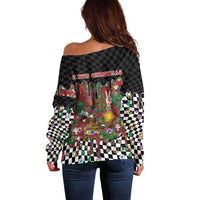 Hippie Christmas Off Shoulder Sweater Doodle Style - Wonder Print Shop