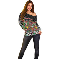 Hippie Christmas Off Shoulder Sweater Doodle Style - Wonder Print Shop