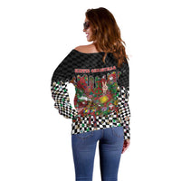 Hippie Christmas Off Shoulder Sweater Doodle Style - Wonder Print Shop