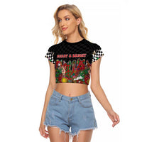 Hippie Christmas Raglan Cropped T Shirt Doodle Style - Wonder Print Shop
