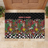 Hippie Christmas Rubber Doormat Doodle Style - Wonder Print Shop