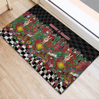 Hippie Christmas Rubber Doormat Doodle Style - Wonder Print Shop