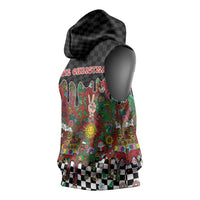 Hippie Christmas Sleeveless Hoodie Doodle Style - Wonder Print Shop
