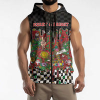 Hippie Christmas Sleeveless Zip Hoodie Doodle Style - Wonder Print Shop