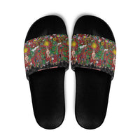Hippie Christmas Slide Sandals Doodle Style - Wonder Print Shop