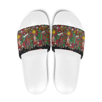 Hippie Christmas Slide Sandals Doodle Style - Wonder Print Shop