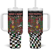 Hippie Christmas Tumbler With Handle Doodle Style - Wonder Print Shop