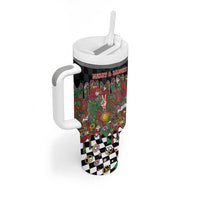 Hippie Christmas Tumbler With Handle Doodle Style - Wonder Print Shop