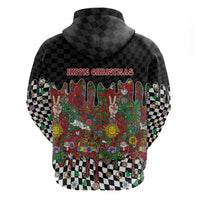 Hippie Christmas Zip Hoodie Doodle Style - Wonder Print Shop