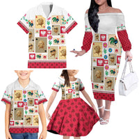 Poland Family Matching Off The Shoulder Long Sleeve Dress and Hawaiian Shirt Pierogi Tysiac 1000