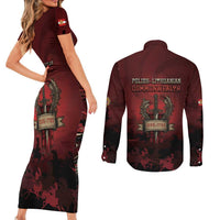 Polish Lithuanian Commonwealth Couples Matching Short Sleeve Bodycon Dress and Long Sleeve Button Shirt Winged Hussar Warrior Battle Of Vienna