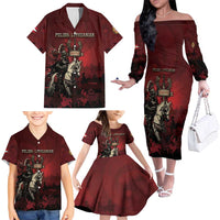 Polish Lithuanian Commonwealth Family Matching Off The Shoulder Long Sleeve Dress and Hawaiian Shirt Winged Hussar Warrior Battle Of Vienna
