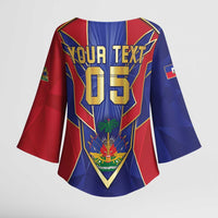 Custom Afro-Haitians Football Kimono Sleeve Blouse Haitian Palm Tree Unique Style